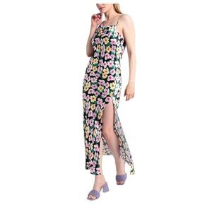 NEW Topshop  Floral Print Sleveless Satin Maxi Dress Women Size 12